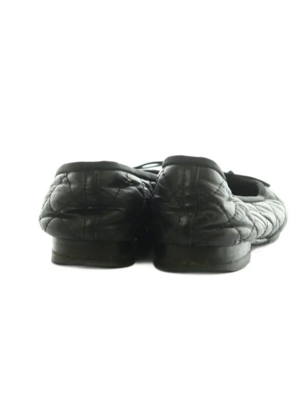 Chanel Ballerina Flat Shoes Ribbon Quilted Leather Black - Picture 5 of 9